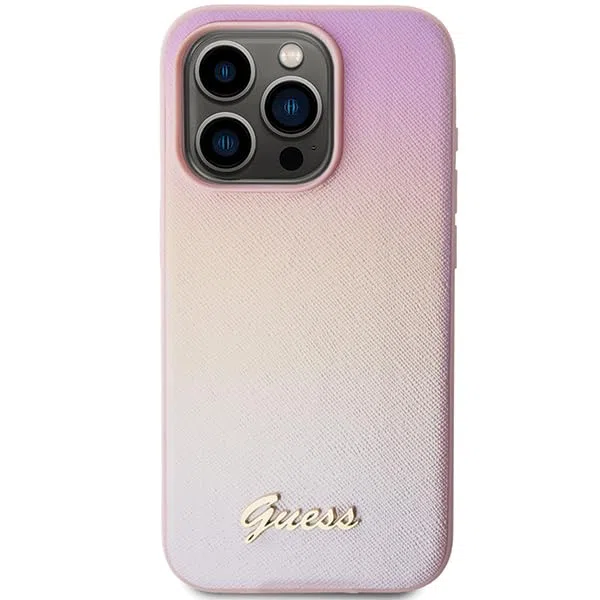 Guess GUHCP15LPSAIRSP Carcasa rígida para iPhone 15 Pro de 6,1 Pulgadas, Color Rosa