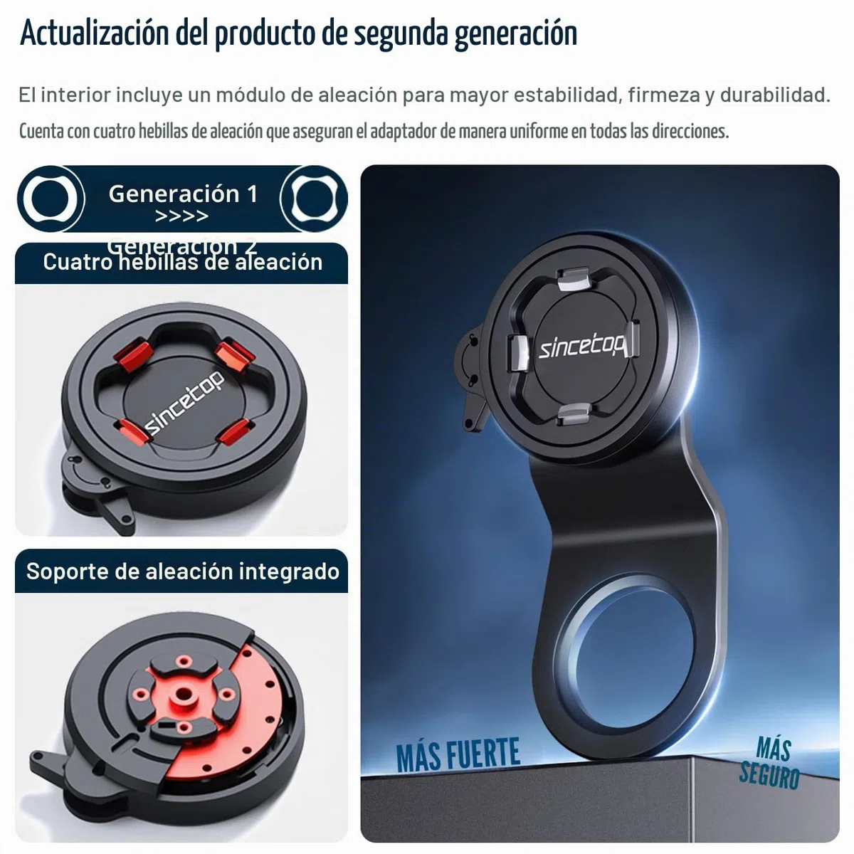sincetop Soporte movil Bicicleta Potencia,Soporte Teléfono Celular Bici Manillar Bicicleta Montaña,Liberación Rápida Bicicletas Montaña y Carretera【Serie C-2da Gen】