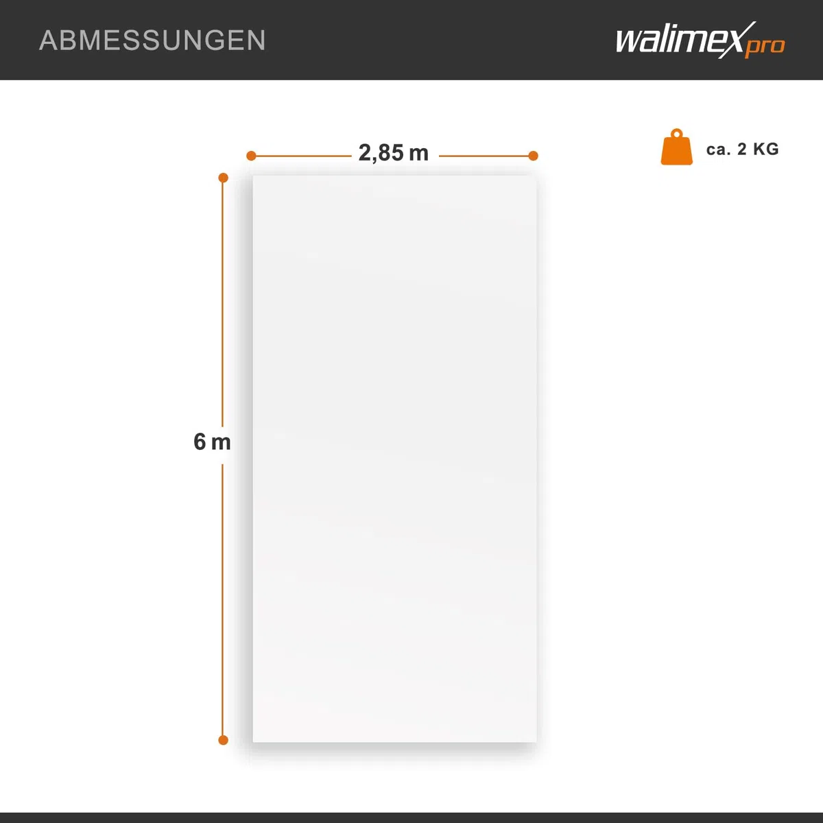 Walimex 14915 Tela de fondo, Blanco 2,85x6m