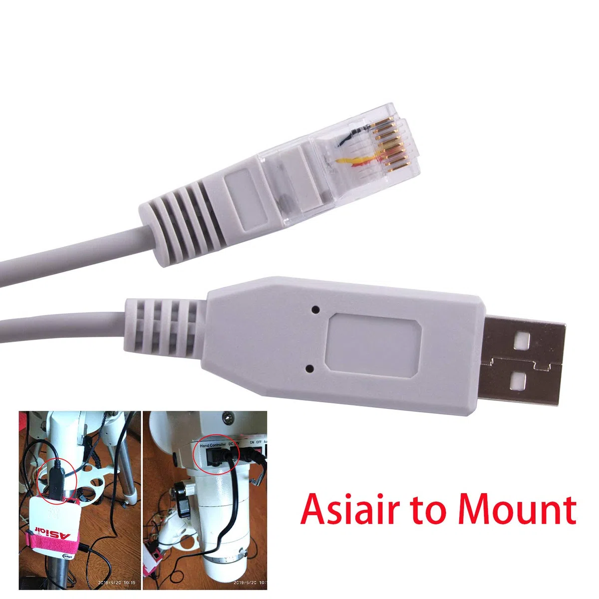 Skywatcher Telescopes Goto Control EQMOD ASCOM Cable para HEQ5pro AZEQ5 AZEQ6 EQ6-R Asiair Synscan Goto (500cm/16ft, pc para montar cable gris)