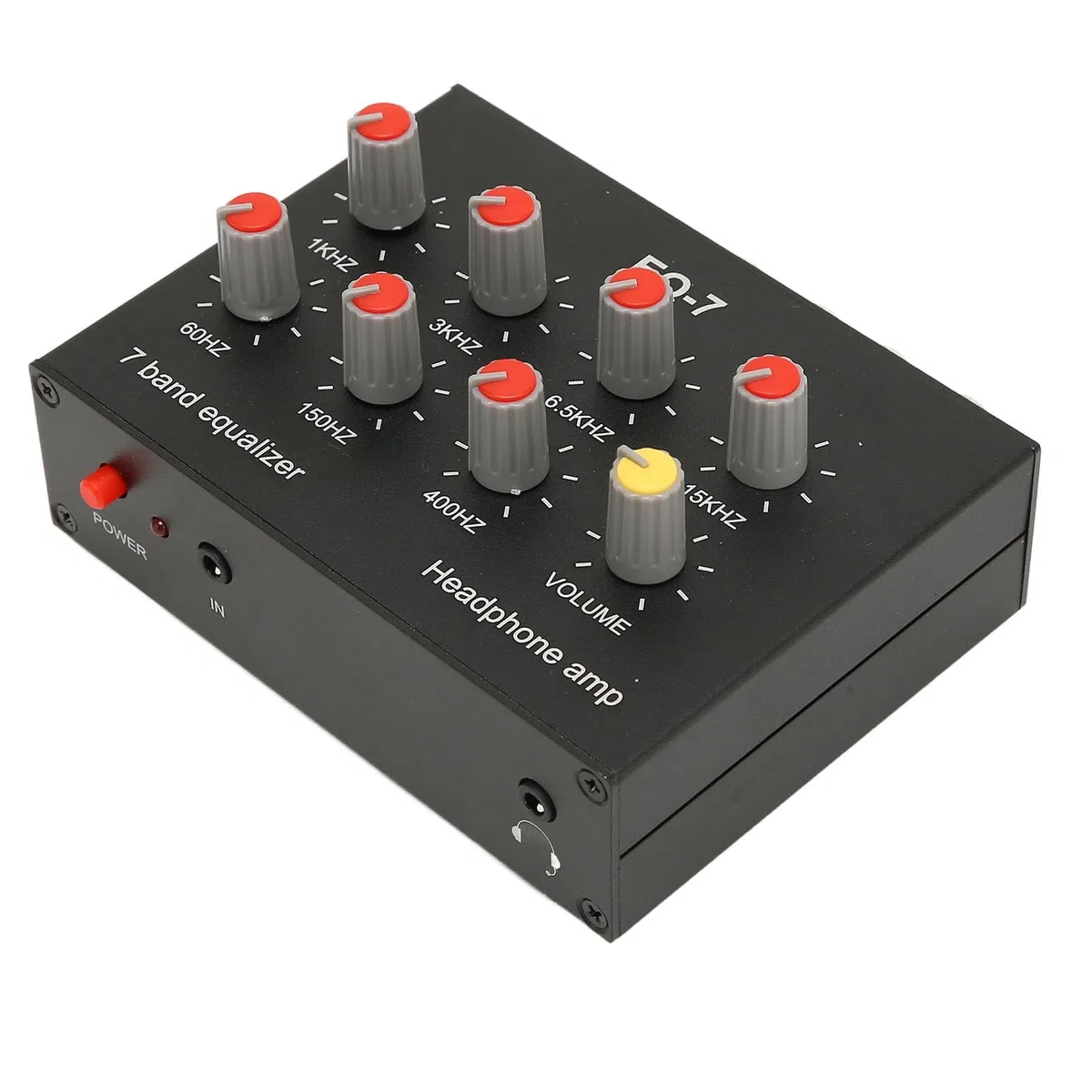 Ecualizador de sonido de 7 bandas, ajuste de graves altos 12 dB ecualizador digital de doble canal para sistema de coche, material de aleación de aluminio, alimentación DC5V 12V