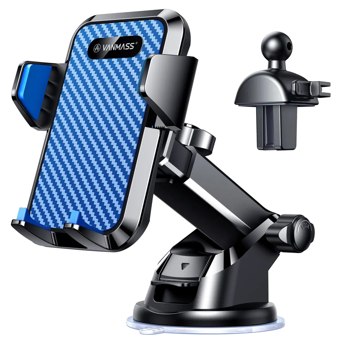 VANMASS 【Patentes y Certificados de Seguridad Soporte Movil Coche 2025【29+KG Succión Protección Militar】 Teléfono Salpicadero Parabrisas Ventilación para iPhone 16 15 Pro MAX Samsung, Azul