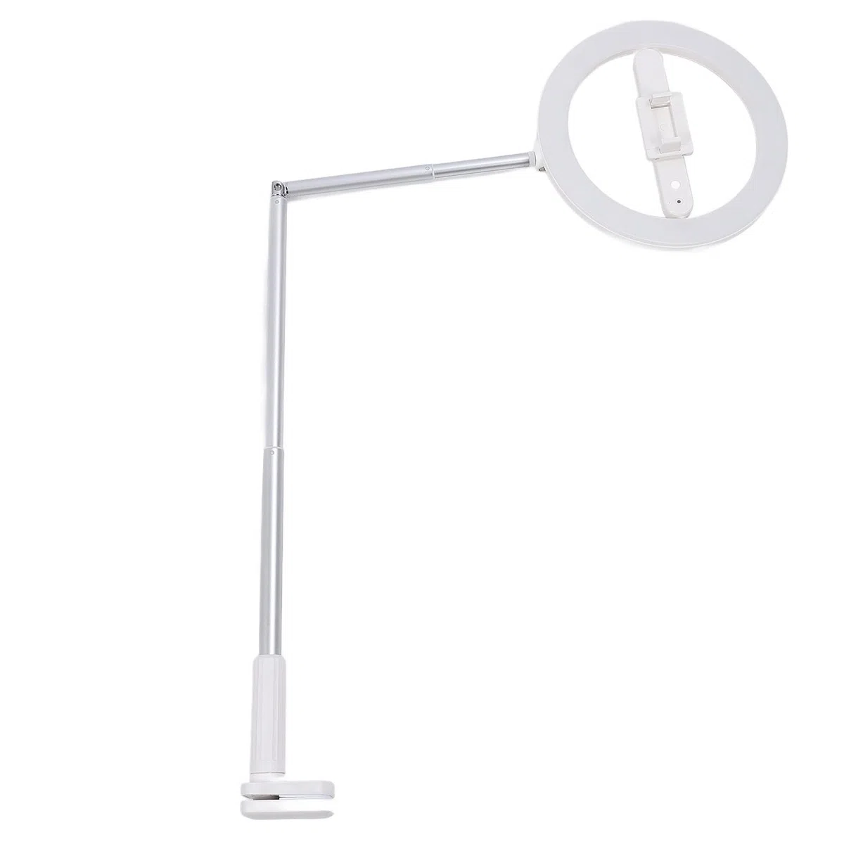 Eujgoov Luz de Anillo LED con Soporte de Abrazadera Ajustable para Grabar Videos Transmisión en Vivo, Luz de Anillo de Selfie para Escritorio Plegable Aleación de Aluminio Portátil Doblado