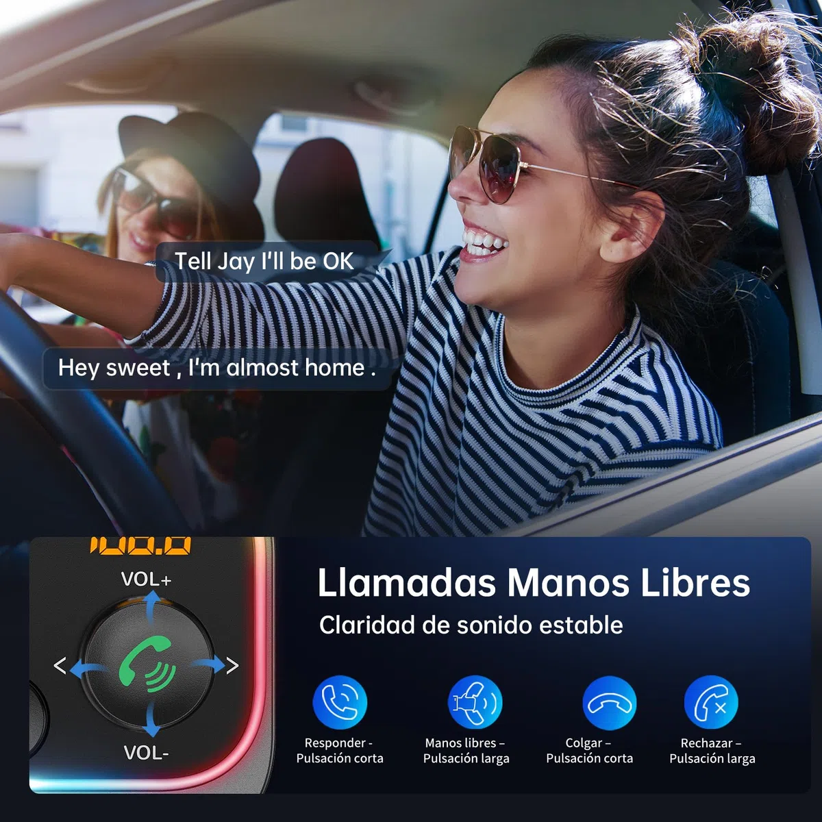 Syncwire Transmisor FM Bluetooth 5.4 54W PD&QC3.0 Cargador de Coche USB C [Micrófonos Duales & Sonido de Bajos HiFi] [Carga Rápida] [Interruptor de Luz] Receptor de Radio Llamadas Manos Libres