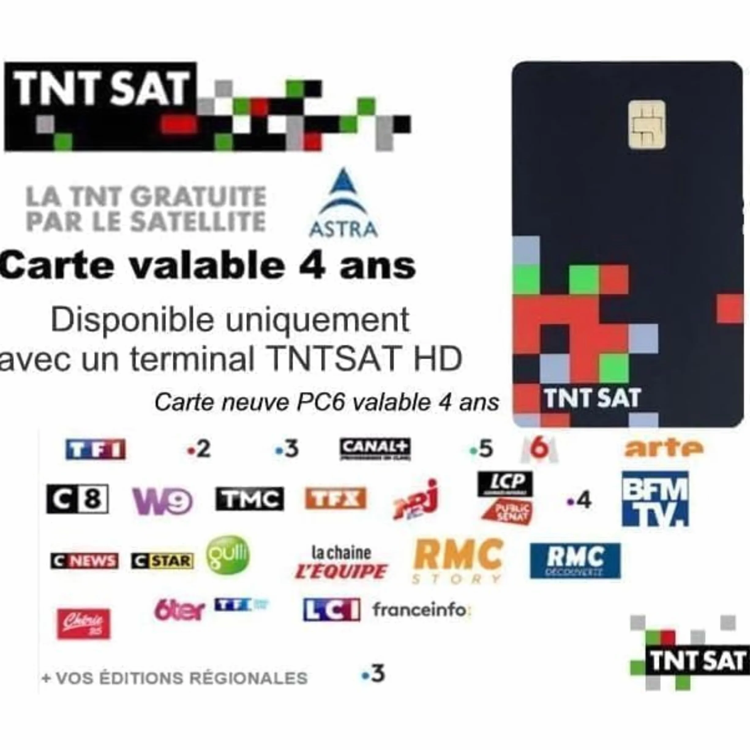 Tarjeta oficial TNT Sat – nueva – válida para 4 años – Receptor de satélite