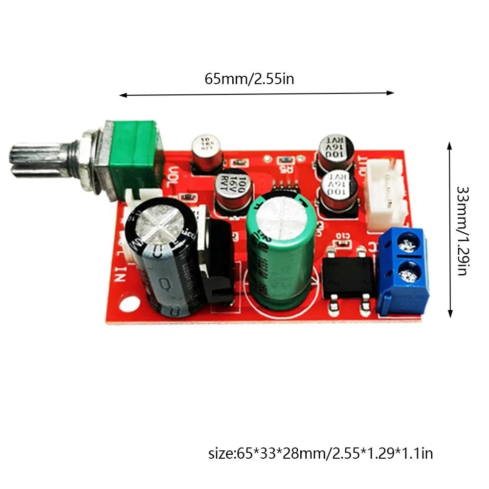 Placa de Amplificador, DC 8V~24V Placa de Preamplificador Ad828, Placa de Preamplificador de Amplificador de Potencia de Fuente de AlimentacióN úNica con PotencióMetro
