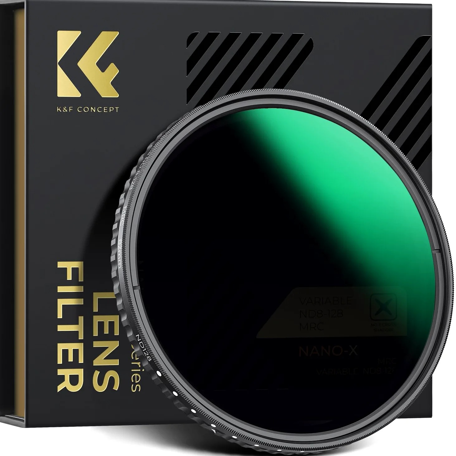K&F CONCEPT Nano-Xcel ND8-128 Filtro Variable, 82mm Filtro Densidad Neutral ND8-128(3-7 Pasos) de Vidrio Óptico con 28 Capas Nano Revestimiento
