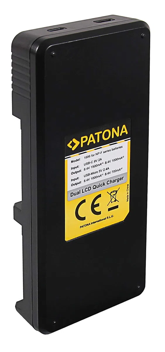 PATONA Cargador Doble LCD para Sony Serie L y NP-FM – para NP-F550 NP-F750 NP-F970, NP-FM50 NP-FM500H, NP-QM71 NP-QM91 – Carga Dos baterías con Pantalla LCD