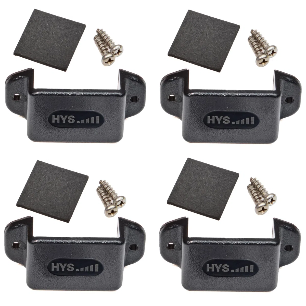 HYS Soporte de Radio para Coche Compatible con Motorola Baofeng Yaesu Midland, Cualquier walkie Talkie con Clip Trasero (4 Unidades, Negro)