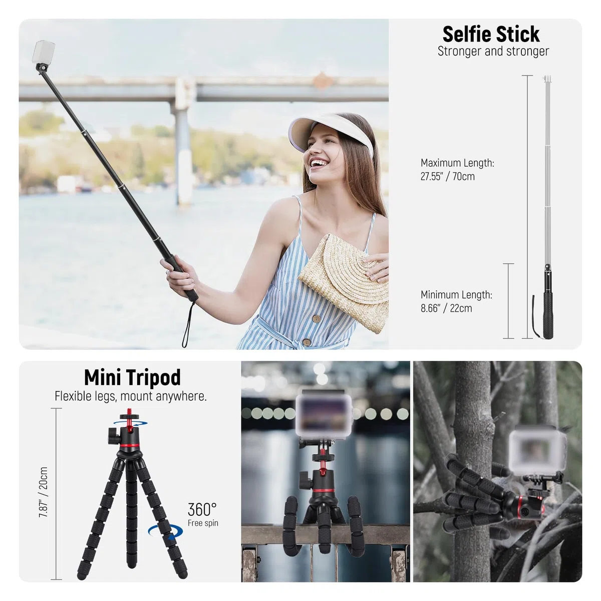 NEEWER 50 en 1 Kit de Accesorios para Cámara de Acción, GoPro Hero 12 Hero 11 Hero10 Hero 9 8 7 GoPro MAX GoPro Fusion Insta360 X3 X2 dji Osmo Action 4 3 2 APEMAN, Incluida Funda Negra