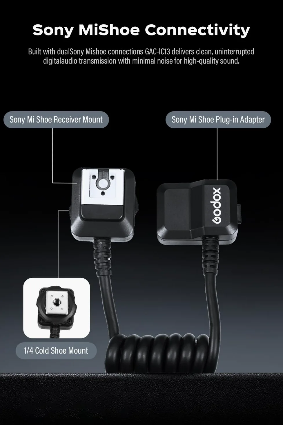 Godox Off-Camera - Cable alargador de audio para cámaras Sony A7R IV A7II A7III A7RII A7RIII A7SII A7 A7R A7S A6600 A6100 A6500 A6400 A6300 Cámara con Multi Interface MI Shoe