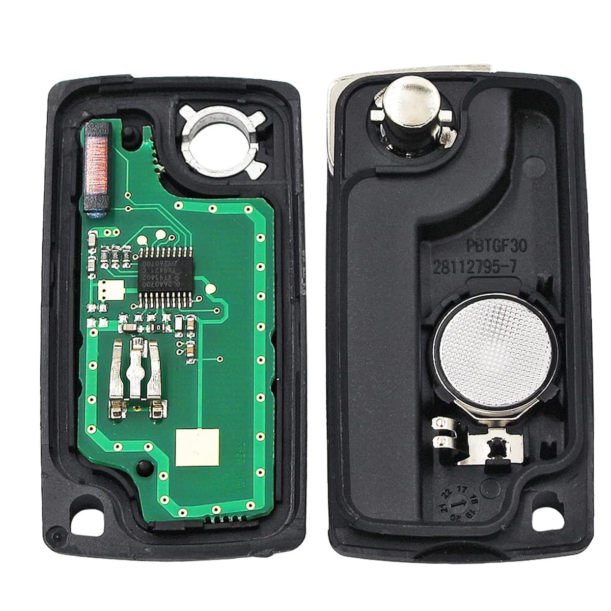 FSK Llave Remota del Coche, 2 Botones Mandos a Distancia 433 MHz ID46(PCF7961) Programable Chip para Peugeot 207 307 308 407 807 3008 5008 Expert Citroën C2 C3 C4 C5 C6-CE0536 Hoja HU83
