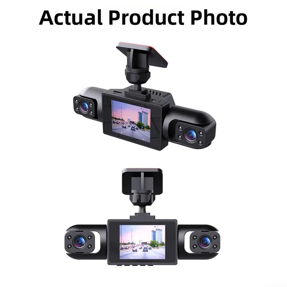 Zoegneer Cámara de salpicadero de 360 grados de 4 canales 4K delantera y 1080P lateral trasera con pantalla IPS de 3,16 pulgadas, detección de movimiento, grabación cíclica para coches, SUV, camiones