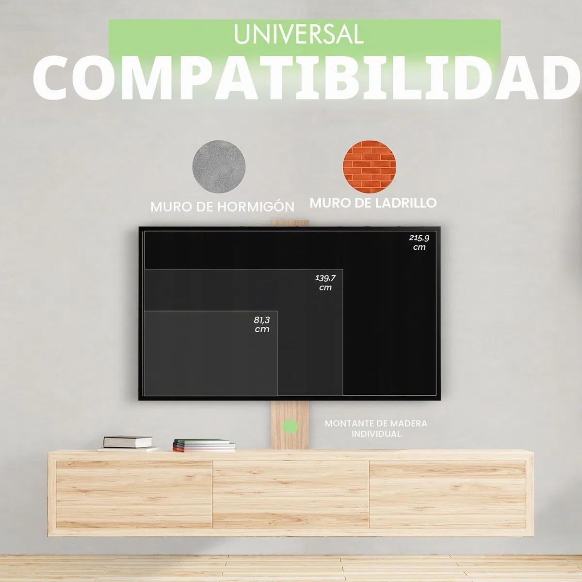 Soporte de Pared para TV 32-85 Pulgadas - Inclinación y Giratoria – MAX VESA 600x400mm - Ultra Delgado para Pantallas LED, LCD, Plasma y Curvadas - Capacidad de Carga Máx 60 kg