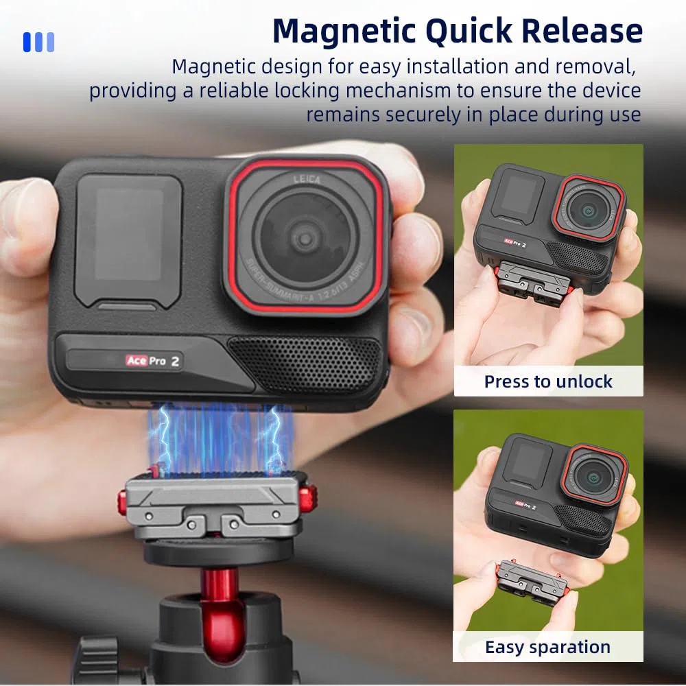 para Insta360 Ace Pro2 X4 Ace Pro2 Base metálica de liberación rápida Adaptador magnético, Accesorio de Tapa Superior (Base)