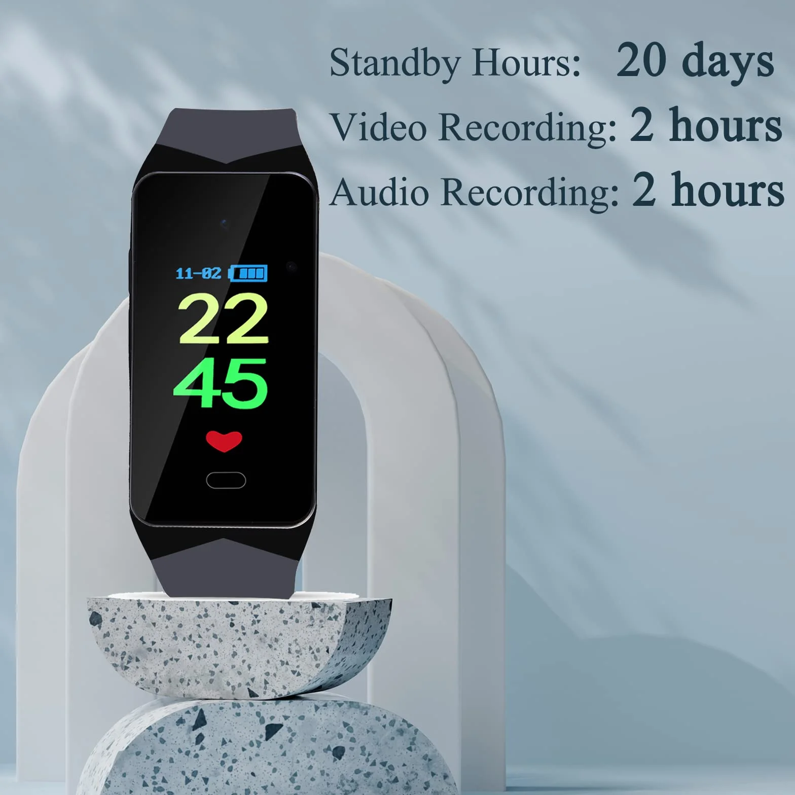 OTADUG Cámara Espía 1080P, Cámara Espía Oculta con Grabación de Audio y Vídeo, Mini Cámara Oculta con Tarjeta SD de 16GB, Mini Camaras de Vigilancia de Pulsera con Visualización de La Hora