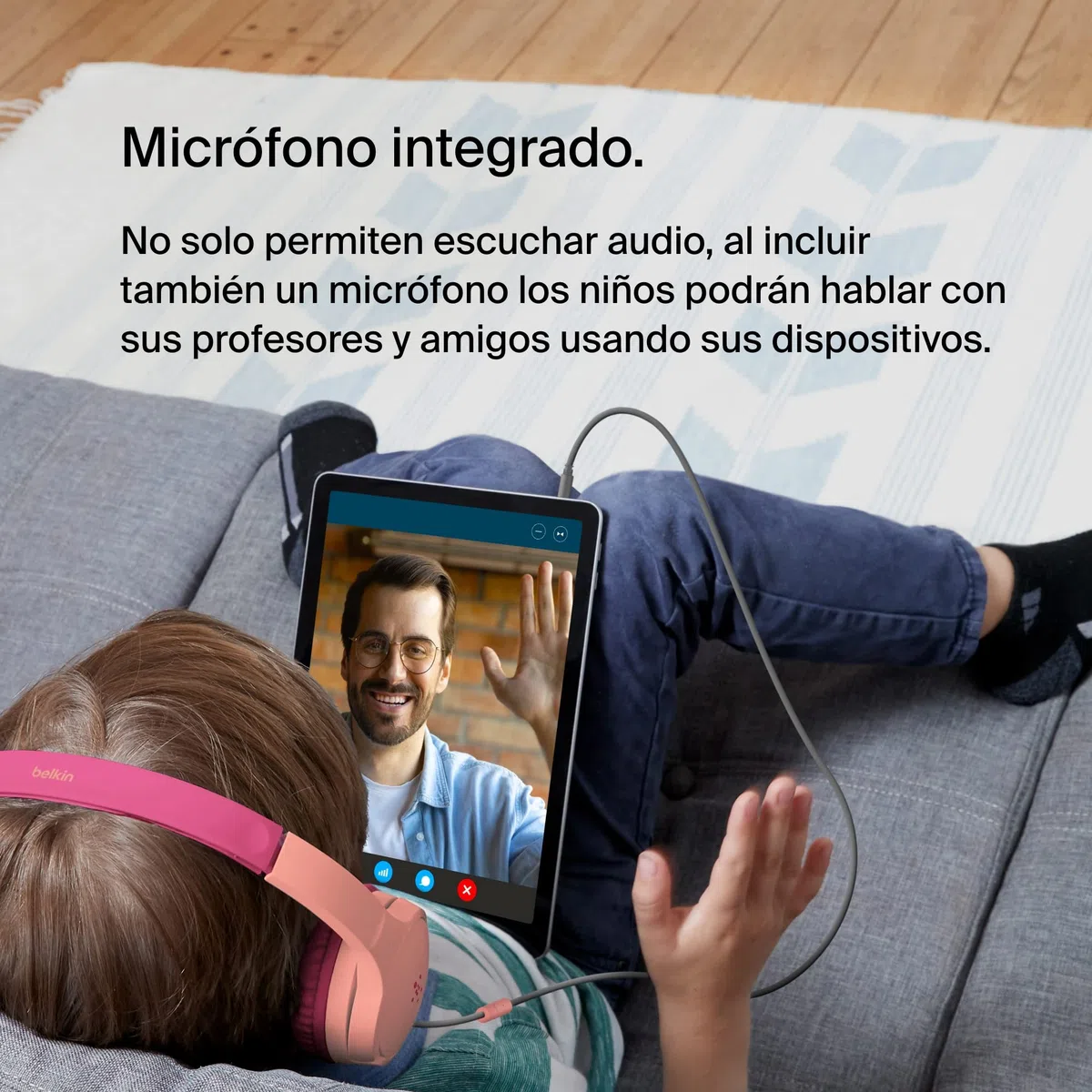 Belkin Auriculares supraaurales SoundForm Mini para niños, Cascos externos con micrófono, enseñanza Virtual, Colegio, Viajar, Jugar, para Dispositivos compatibles con Puerto de 3,5 mm, Rosa