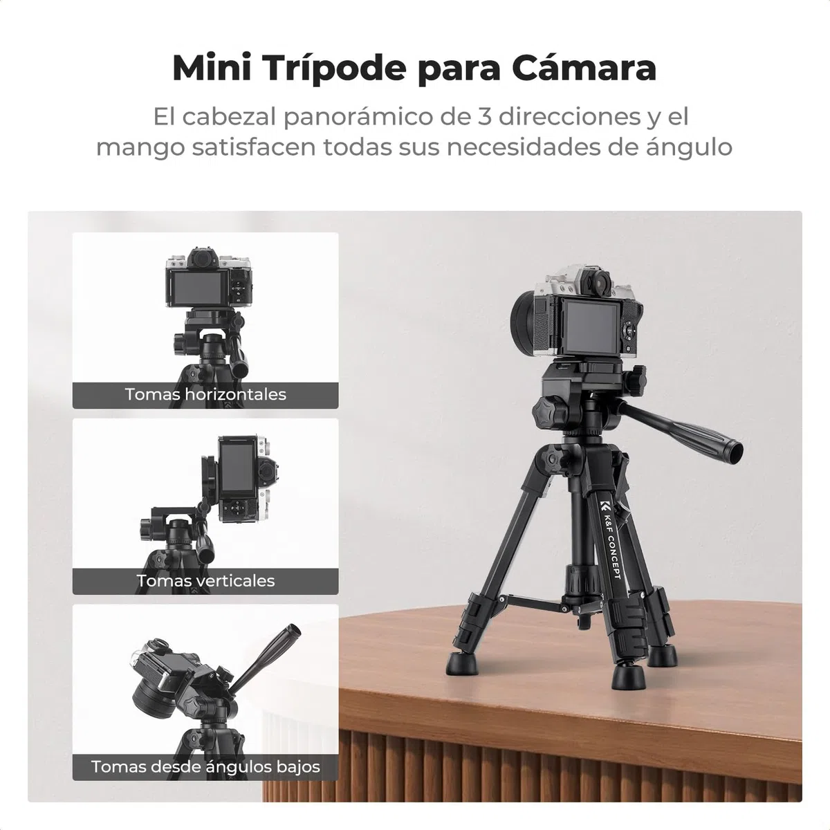 K&F CONCEPT Mini Trípode Mesa para Cámara, S233A0 Trípode de Aluminio 64cm con Control Remoto Pequeño y Portátil para Cámaras DSLR, Videocámaras, Teléfonos, Proyectores y Telescopios