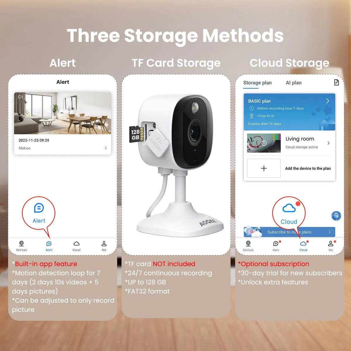 AOQEE Cámara Vigilancia WiFi Interior/Exterior - 2K Camaras Vigilancia Domicilio WiFi Seguridad IP65, Visión Nocturna Color, Detección Humana, Sirena, 24/7 Grabación Continua, Compatible Alexa, C1