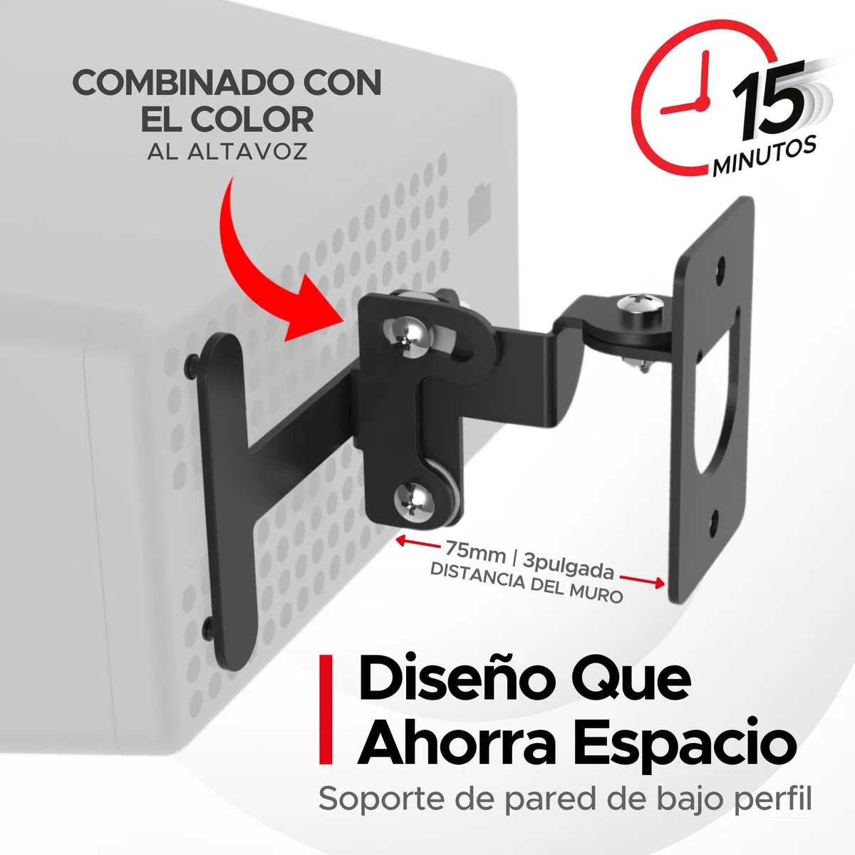 Play 3 Montaje de Pared, Ajustable con Mecanismo de Giro e inclinación, Soporte de Pared Compatible con Sonos Play:3 con Accesorios de Montaje, Negro, Paquete Individual, diseñado en el Reino Unido
