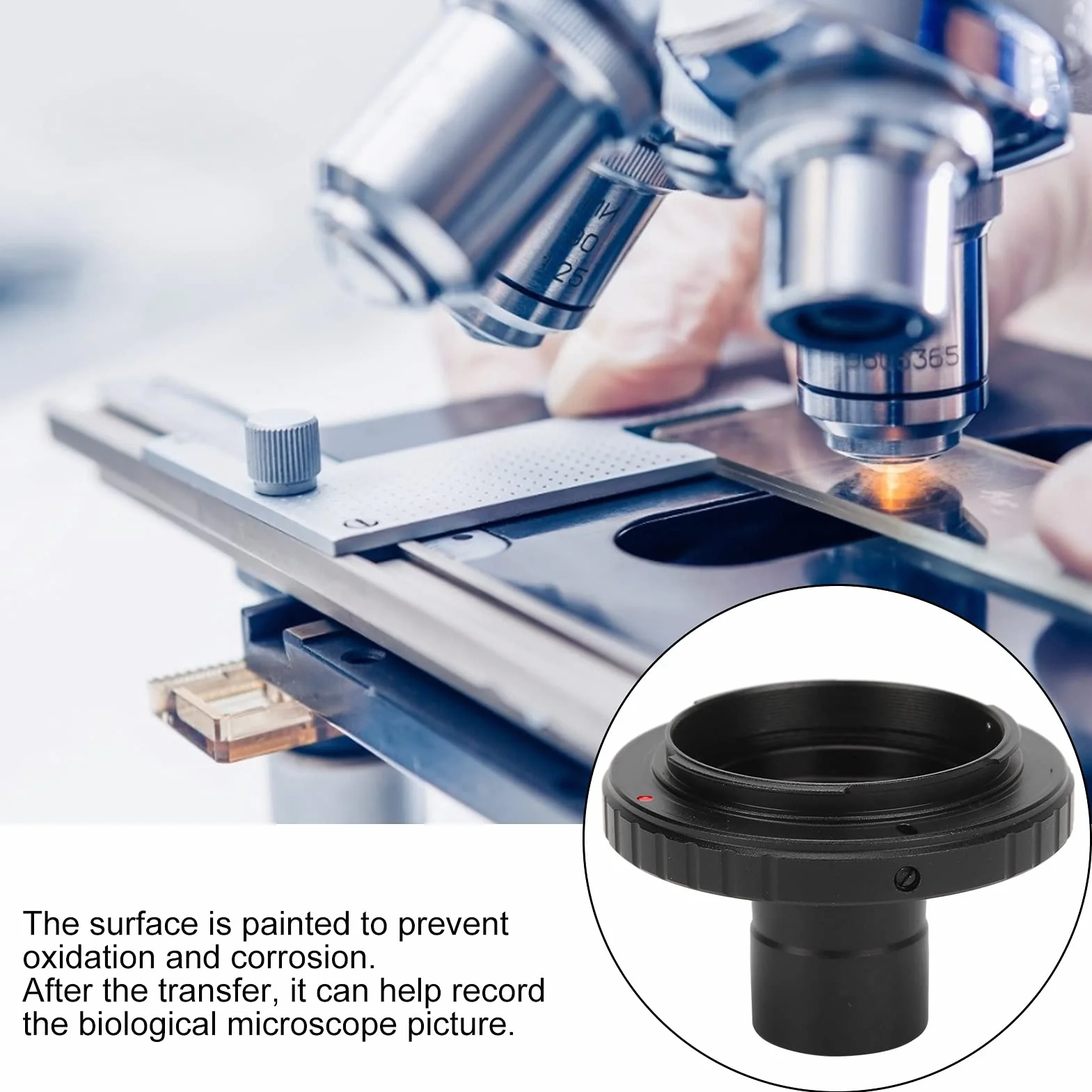 Goshyda Anillo Adaptador de microscopio, Tubo de extensión de Montaje en T para microscopio de 23,2 mm Anillo Adaptador de Montaje T2 para F, cámara de Montaje