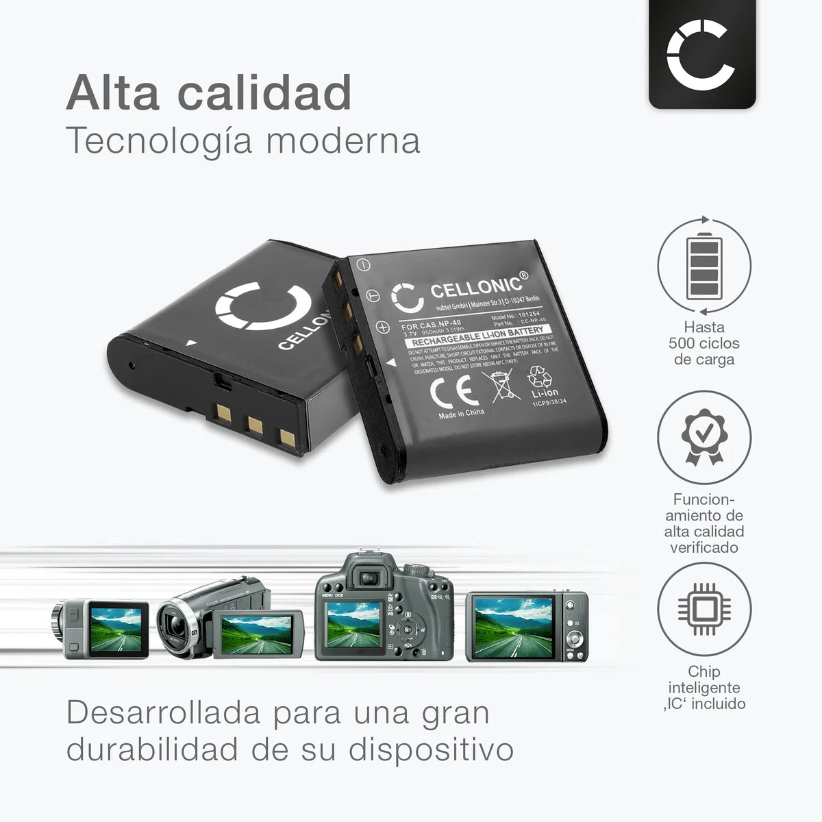 CELLONIC 2X Batería para Cámara Compatible con Kodak PixPro AZ528, PIXPRO AZ421, PIXPRO AZ422, LB-060 - (950mAh, 3.7V)
