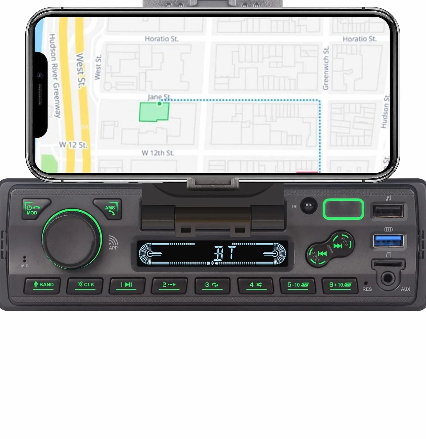 Radio Coche LXKLSZ Autoradio Bluetooth 1 DIN con App Control Reproductor MP3 Soporte USB/TF/AUX/Carga Rápida/Llamadas Manos Libres/Radio FM/con Soporte para Teléfono