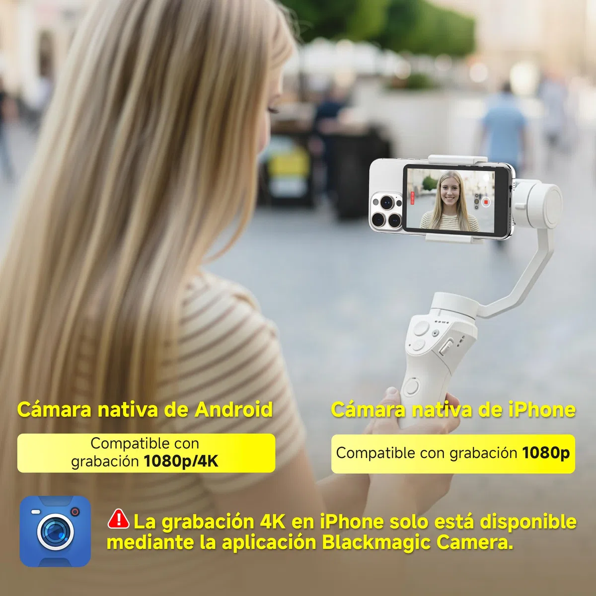 SYNCO XView Monitor para Teléfono iPhone y Android, Pantalla Magnética para Selfie Vlog Inalámbrico 50M Batería 3H, Altavoz Integrado para TikTok Youtube (Azul)