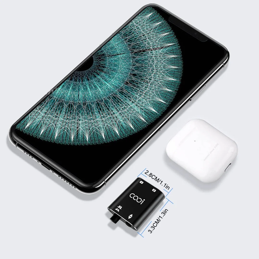 COOIDEA Conmutador de Audio Estéreo de 3.5mm 2 (1)-En-1(2)-out con Cable de Audio de 3,5 mm, Selector de Altavoz de Audio AUX de 2 Puertos para PC Teléfono Portátil Auriculares - Tamaño Mini