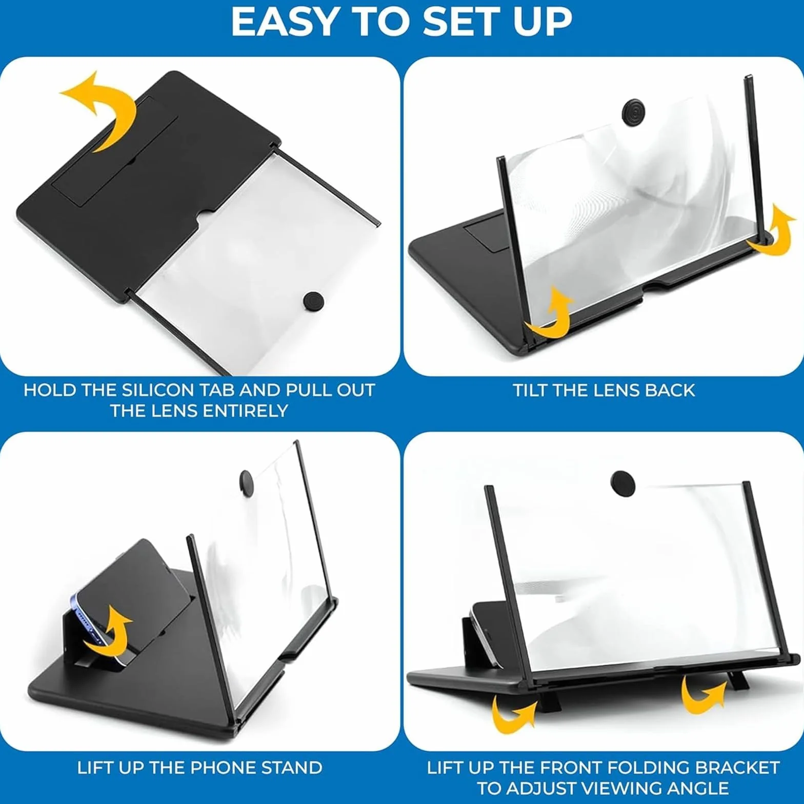 Amplificador de Pantalla para movil 18 Pulgadas, Lupa para móvil 3D HD, Amplificador Pantalla movil para Videos películas Compatible con Todos los Smartphone