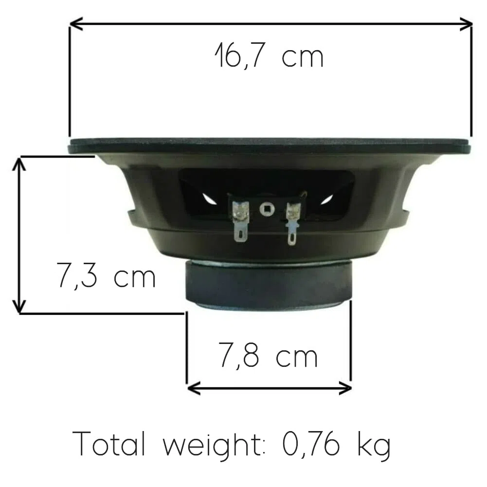 Kit Set para Web J-64 1 Altavoz woofer difusor midbass, 16,5 cm 165 mm 6,5", 75 vatios rms 150 vatios máx, impedancia 4 Ohm, suspensión Blanda, Coche, 1 Pieza