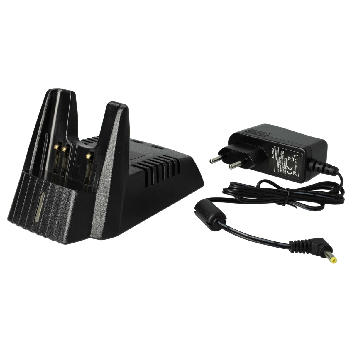 vhbw Cargador Compatible con Yaesu FNB-57, FNB-64H, FNB-64, FNB-83 baterías de Radio - Estación de Carga + Fuente de alimentación, 7,2 V, 0,4 A