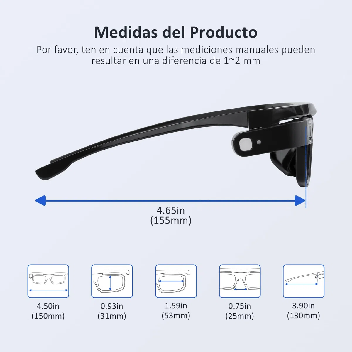 NexiGo Gafas 3D de Enlace DLP, Recargables, Activas con Obturador 3D, Compatible con Aurora, Aurora Pro (Negro - Paquete de 2)