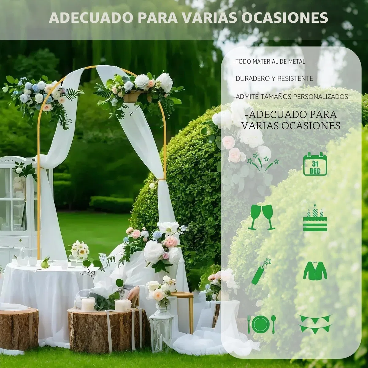 Estructura y soporte de fondo de metal dorado de 1,8 m de altura y 0,8 m de ancho para bodas, cumpleaños, graduaciones y fiestas