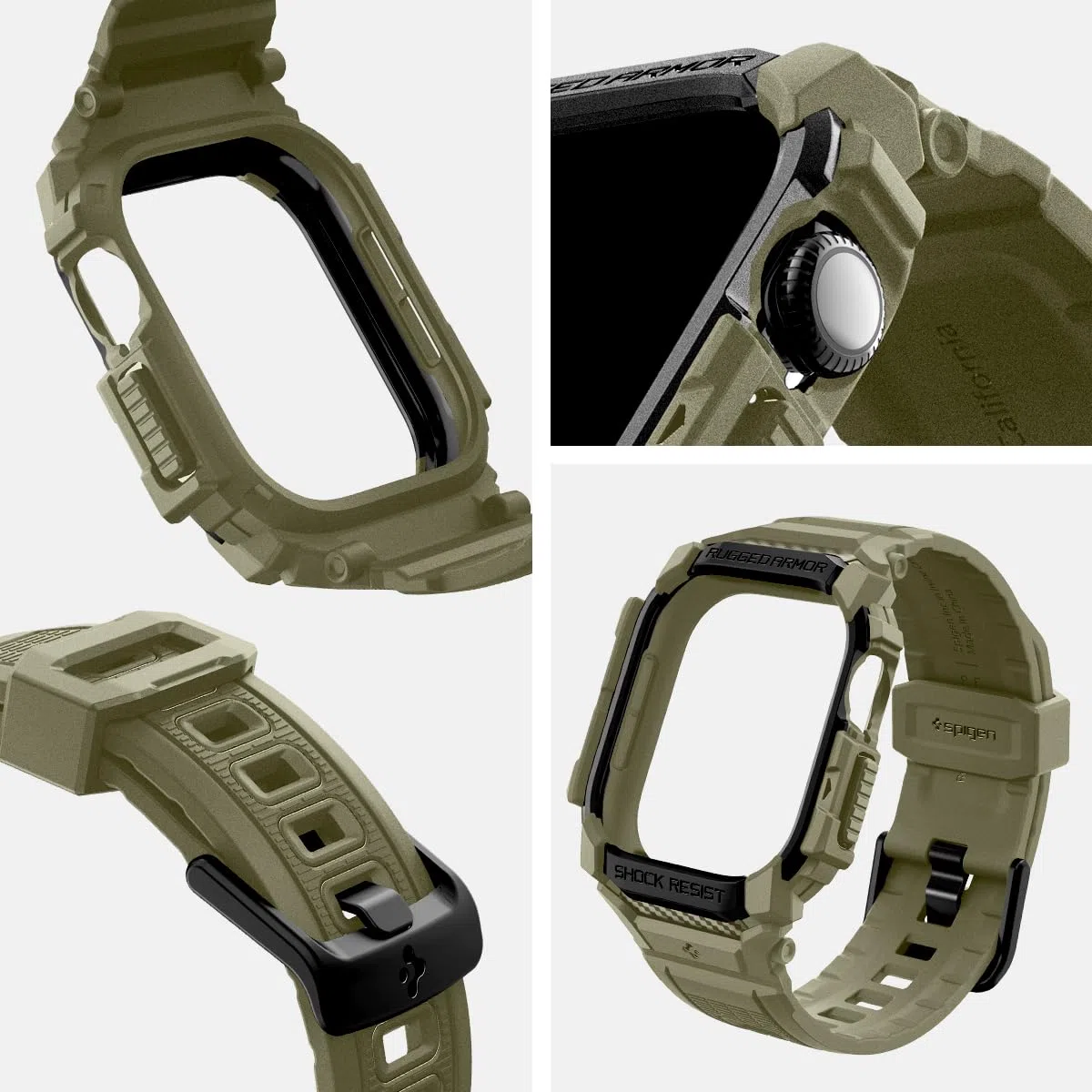Spigen Rugged Armor Pro Funda con correa de TPU Compatible con Apple Watch Serie 11/10 46mm (2025/2024)
