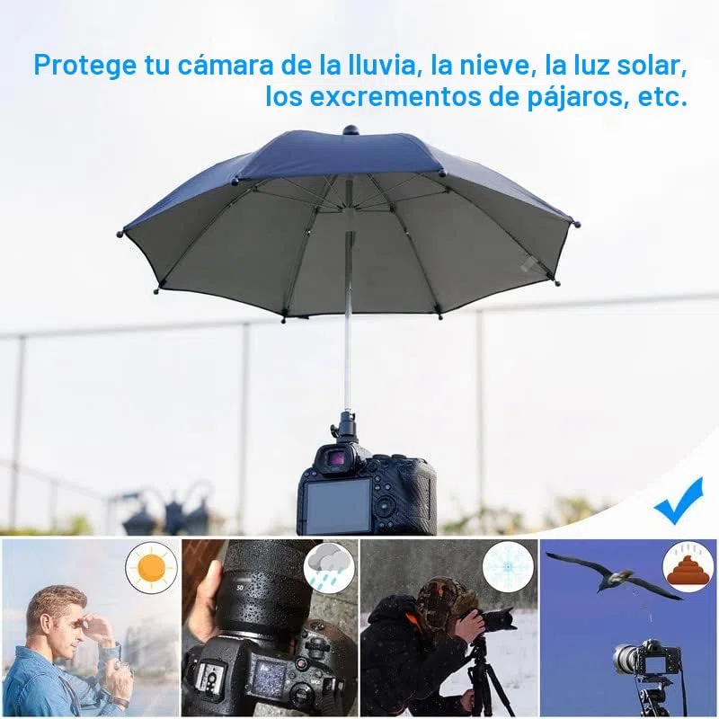 JJC Camera Hot Shoe Umbrella, Parasol Cubierta de Lluvia Paraguas Portátil Resistente a la Intemperie Protege la Cámara de la Lluvia Nieve Luz del Sol (Dia. 19.7''/ 50cm)