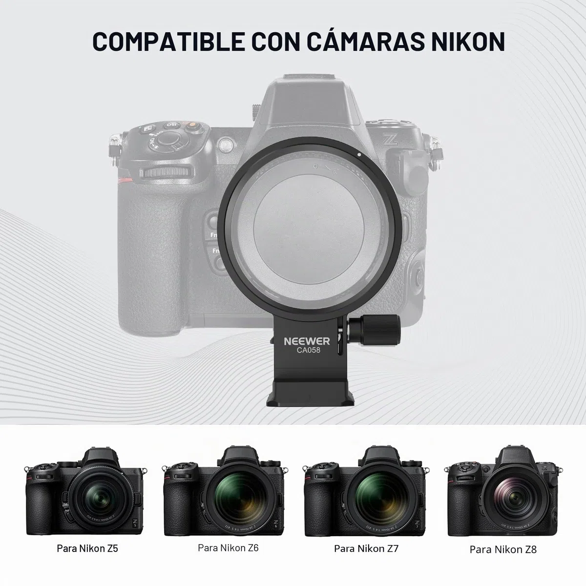 Neewer Placa giratoria de montaje de collar para adaptador FTZ Z8 Z7 II Z6 II Z5, soporte de lente de trípode de cámara horizontal rápidaCompatible con DJIRS3/2 y sistema de acoplamiento Arcasn,CA058