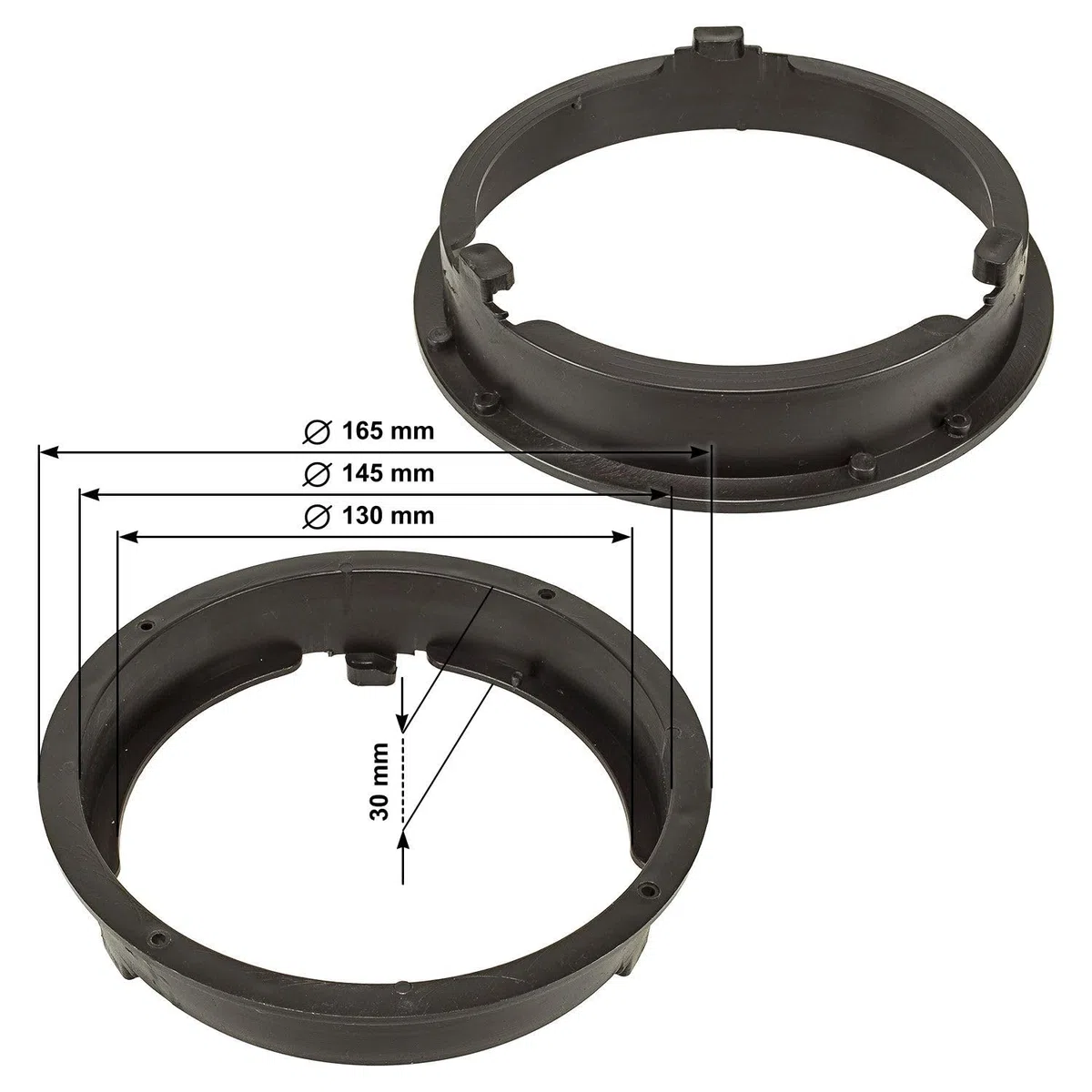 tomzz Audio 2837-000-1 Anillos de Altavoz Soportes adaptadores compatibles con Mitsubishi ASX Mirage Space Star Outlander Pajero para Altavoces DIN de 165 mm