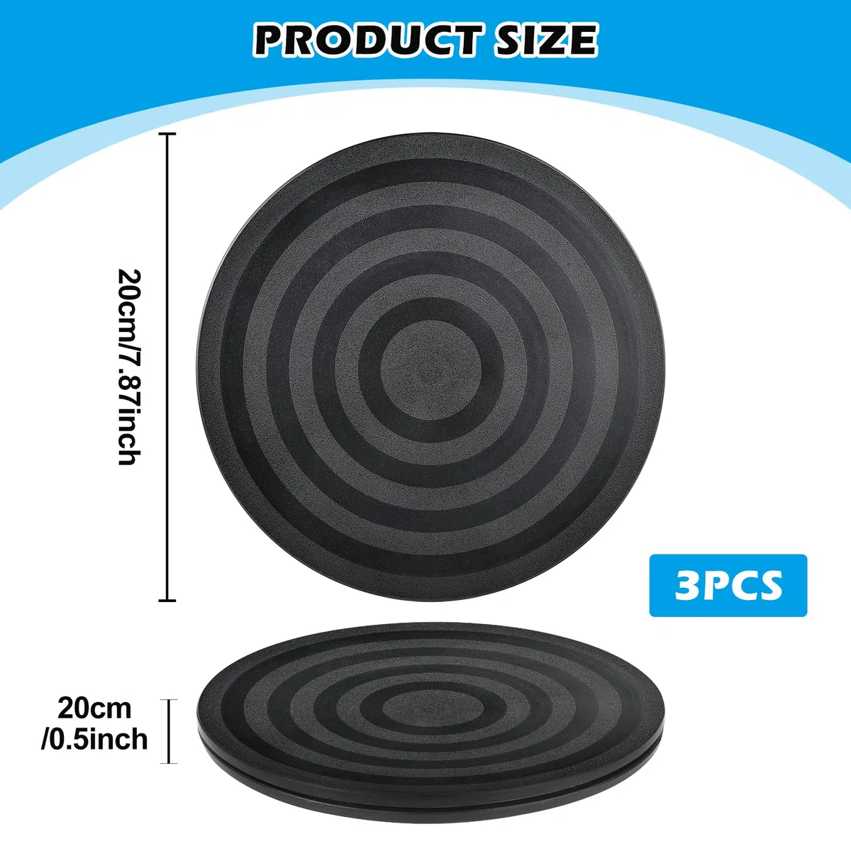 3 Piezas Plataforma Giratoria, 20cm Base Giratoria Universal, Base Giratoria TV de Plataforma 360 Grado, Plato Giratorio Redonda para Fotografia, Plantas, Presentaciones de Joyas