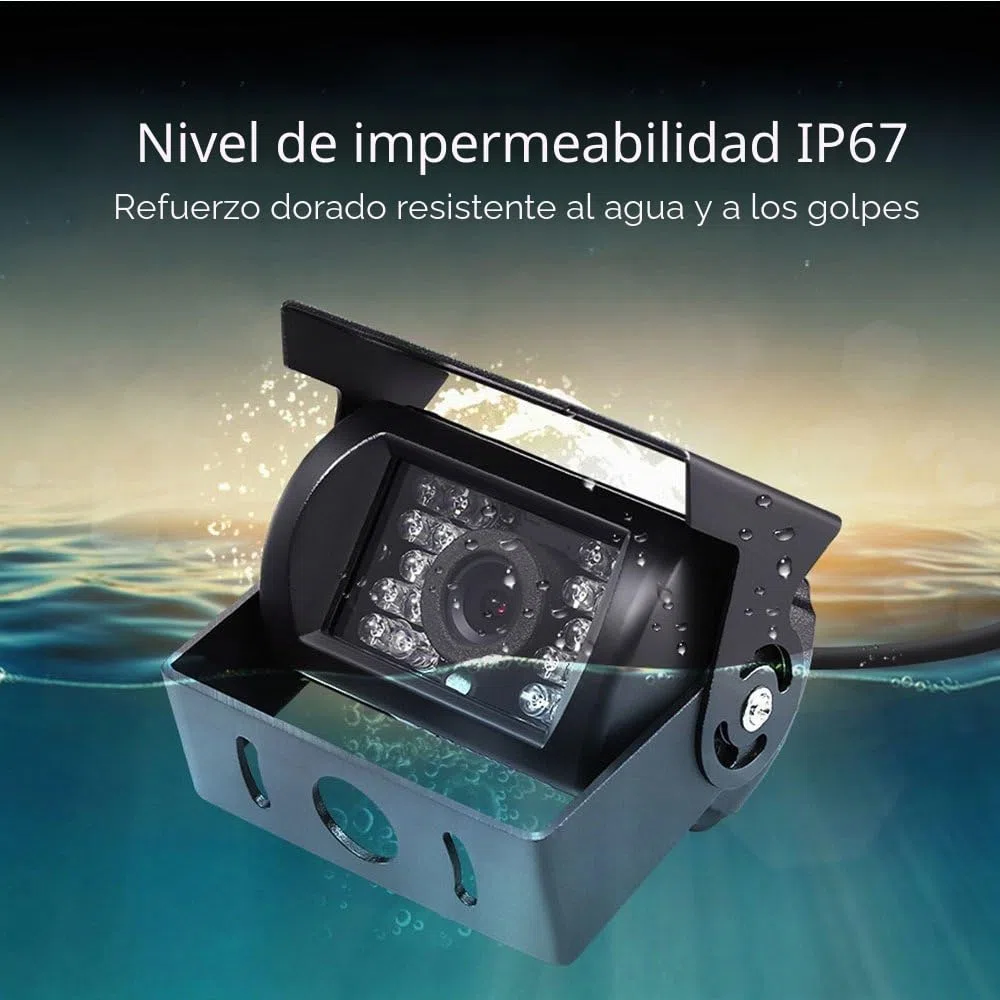 CAMECHO Cámara de Seguridad IR Visión Nocturna sin Línea de Guía sin Cambio de Color, Impermeable, 4 Pines, Conector de Aviación, Cámara de Visión Trasera para Bus/RV/Camión/Remolque