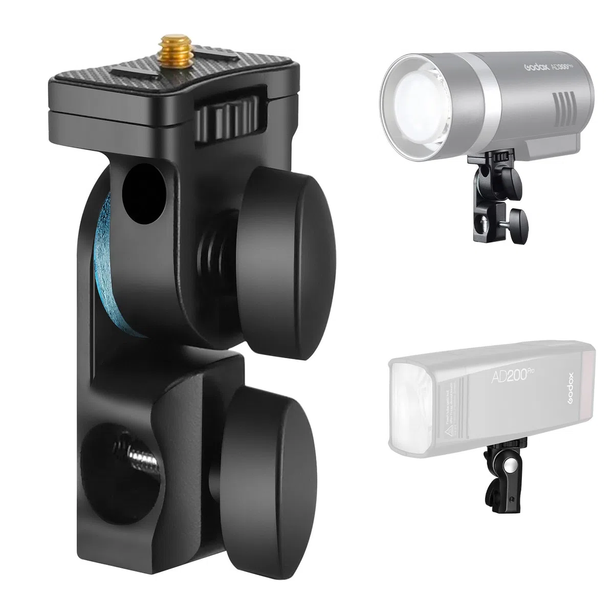 Godox AD-E2 - Soporte de metal para flash con tornillo estándar de 1/4" y adaptador de pantalla para AD100 AD100Pro AD200 AD200Pro