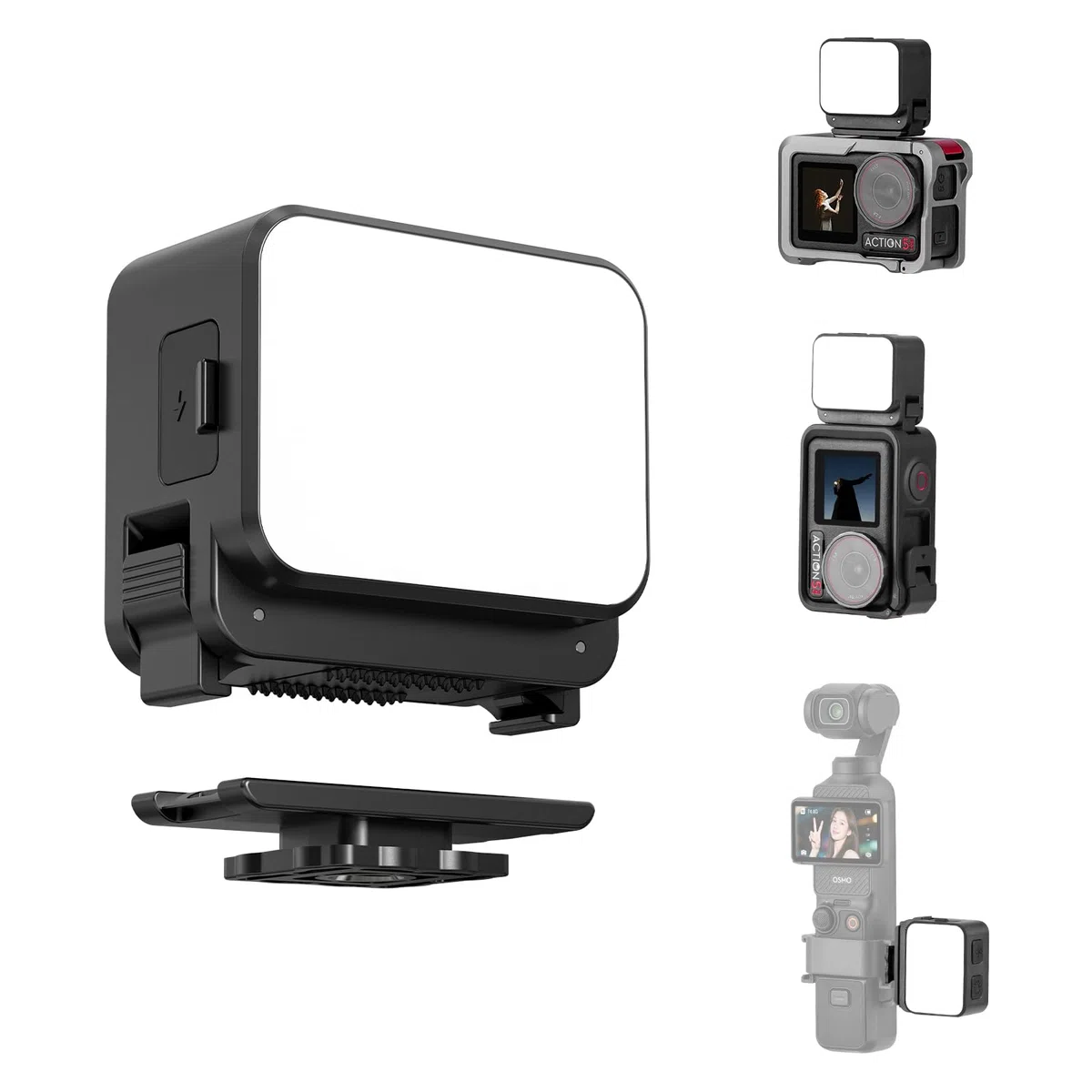 Mini luz para cámara de acción DJI, iluminación de 3 rellenos, zapata fría y caliente, accesorio de luz LED para DJI OSMO Pocket 3 Action 5 Pro 4 3, para accesorios GoPro