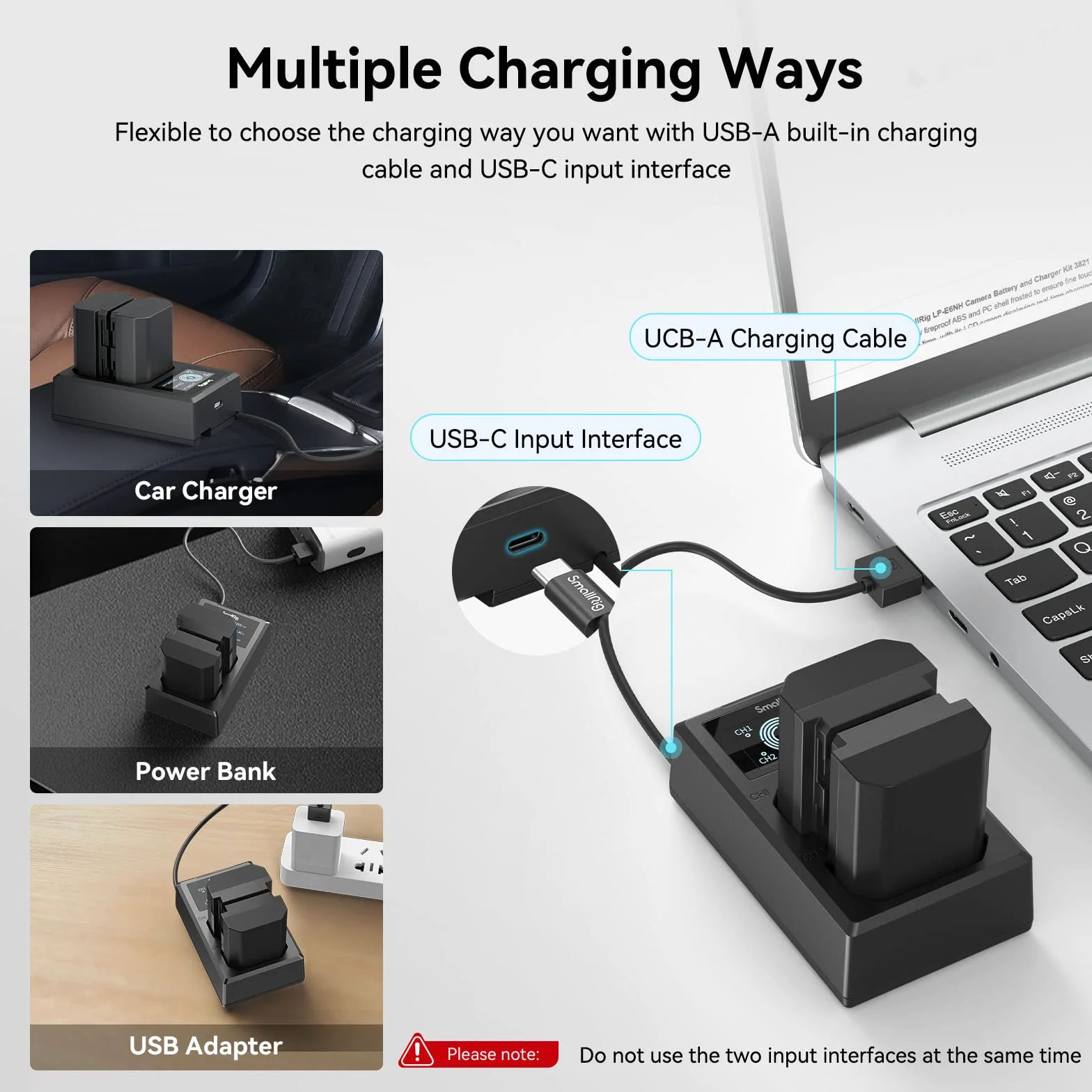 SMALLRIG 2 Pack 2040mAh Reemplazo Compatible con NP-FZ100 Batería y Kit de Cargador, Dual con Puerto USB-C,Compatible para Sony A7R IV,A7R III,A7 III,A7C,FX3, FX30,A6600,A6700,ZV-E1,A1,A9-3824B