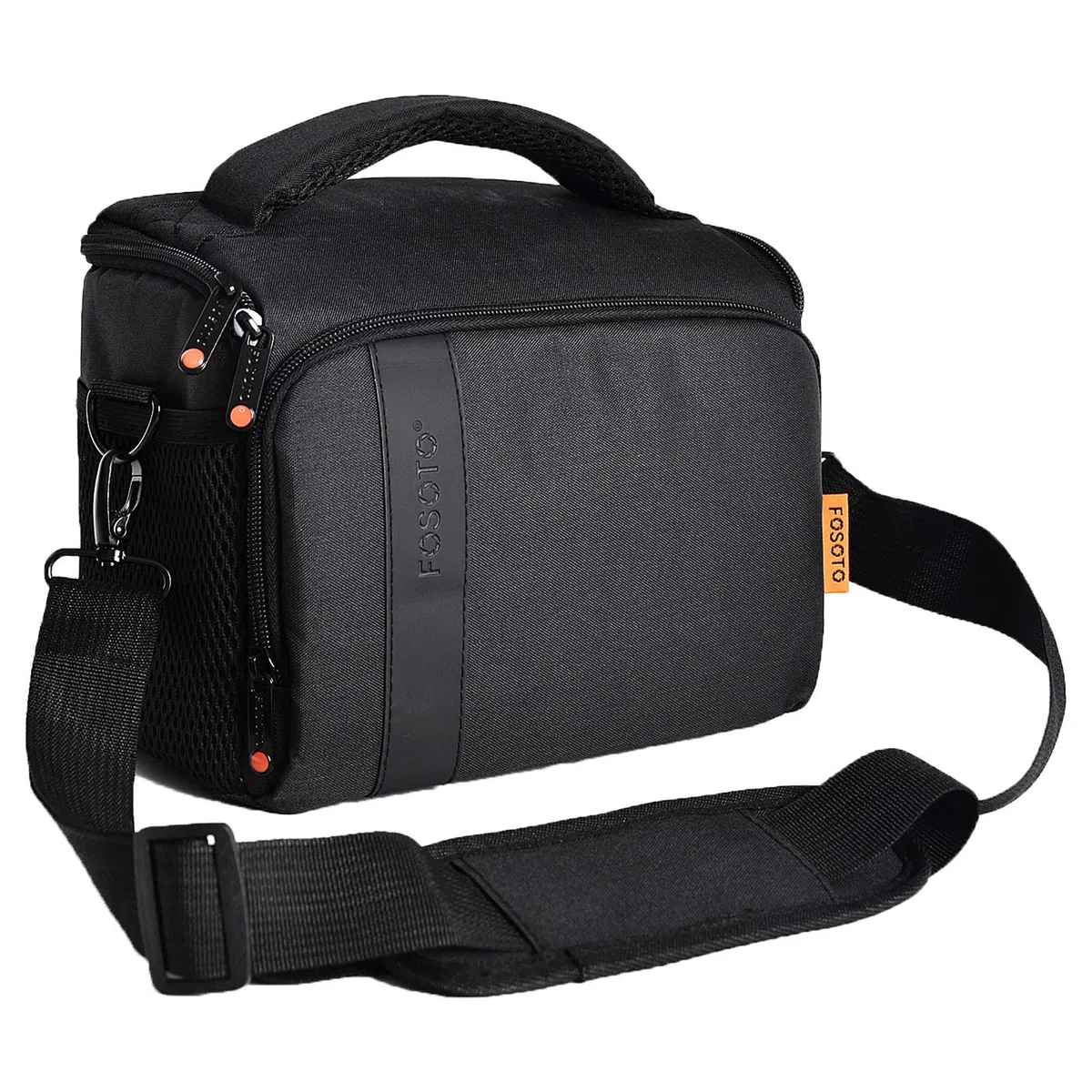 FOSOTO Bolsa Funda Cámara Réflex SLR DSLR Digital Negra de Hombro Impermeable, para 1 Cámara 1 ó 2 Lentes Accesorios para Nikon D5600 Z6 Canon EOS 1300D 700D 1200D Sony a68K FujiFilm