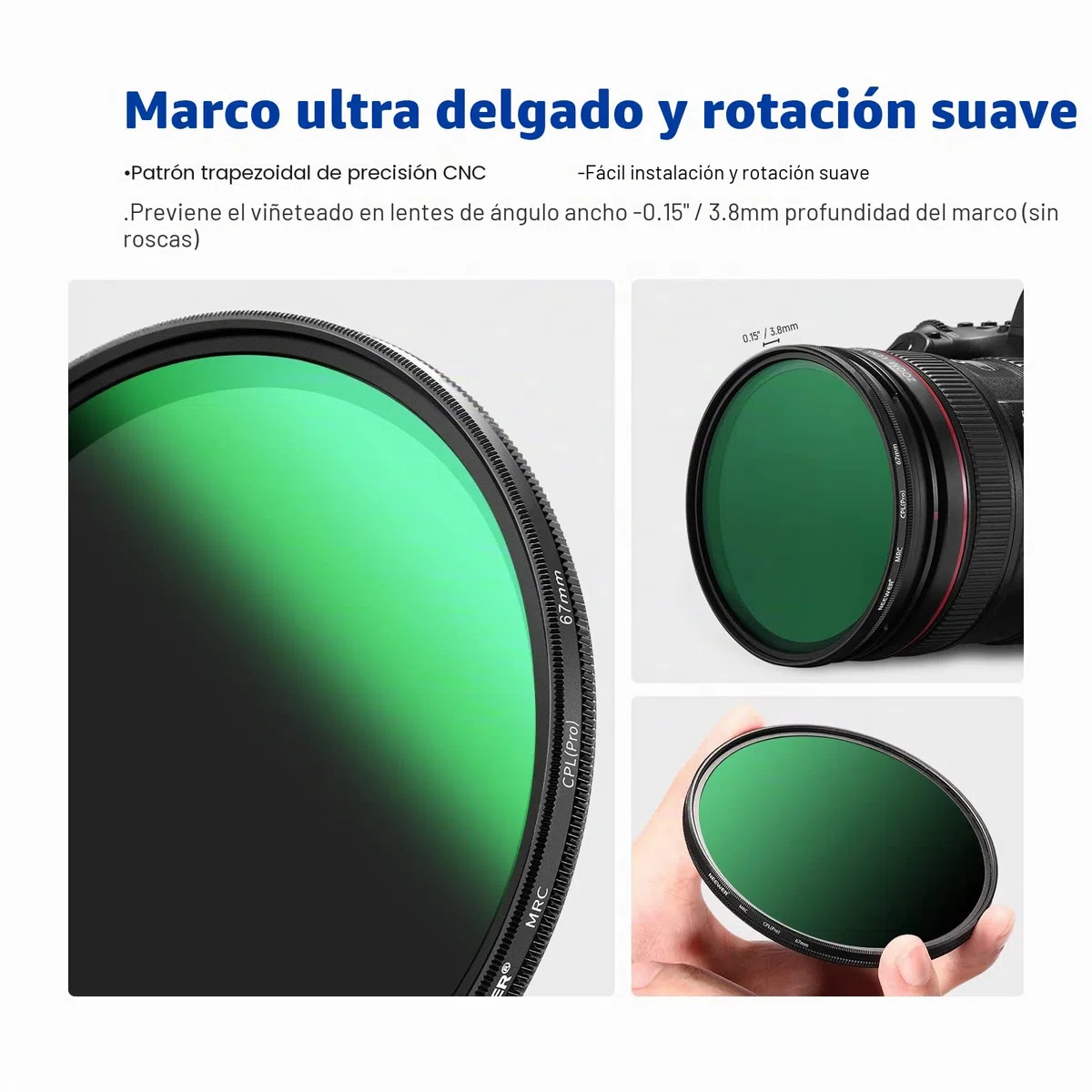 NEEWER 67mm Filtro Polarizador, Filtro CPL con 30 Capas de Película Polarizadora Multicapa, Reducción de Reflejo/Mejora el Contraste/Ultra Delgado/Vidrio Óptico HD para Lentes de Cámara de 67mm