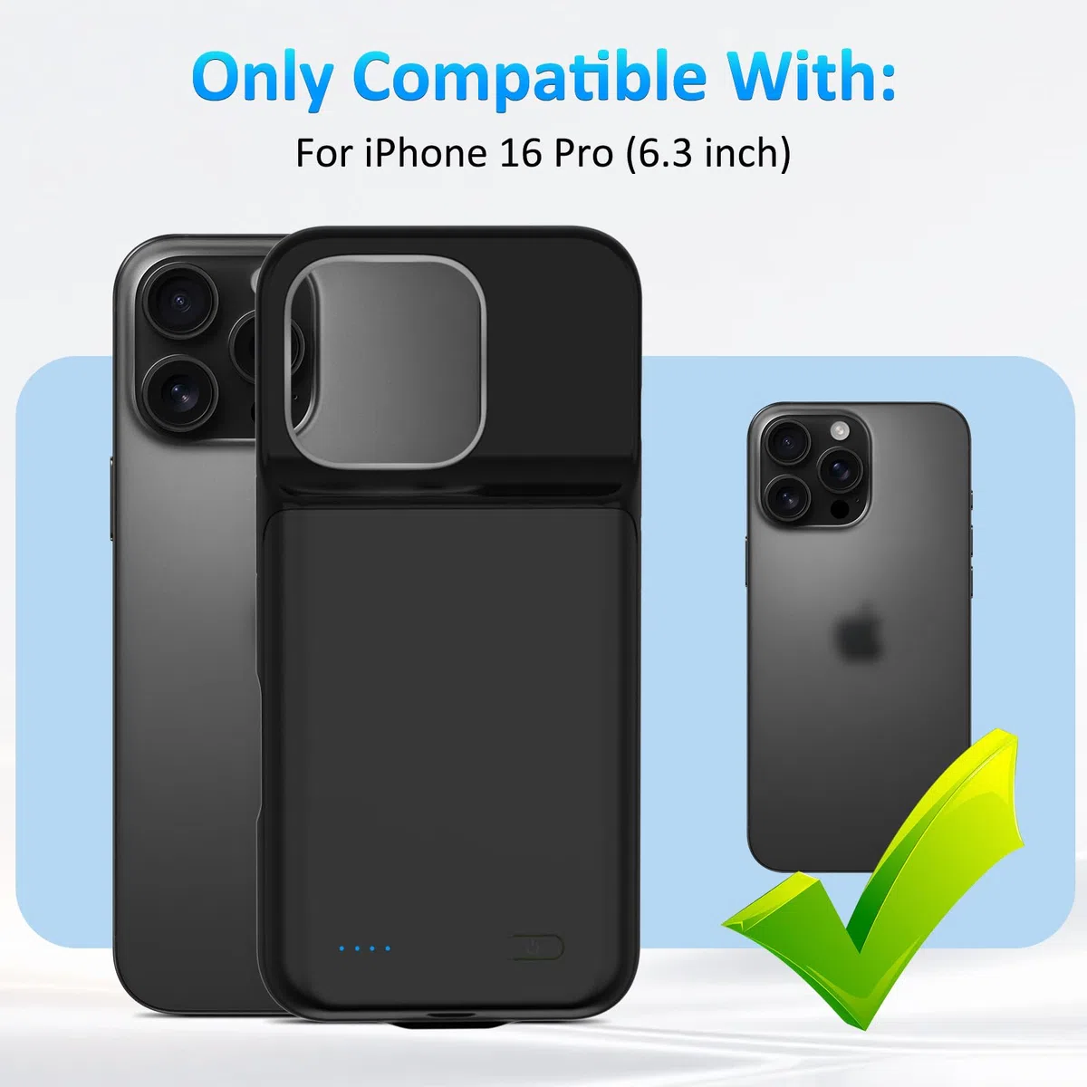 Funda de Batería para iPhone 16 Pro (6.1"), Cargador Portátil de 8500mAh, Funda Ultrafina de Batería Extendida, Cargador de Teléfono y Funda Protectora con Función de Carga para iPhone 16 Pro