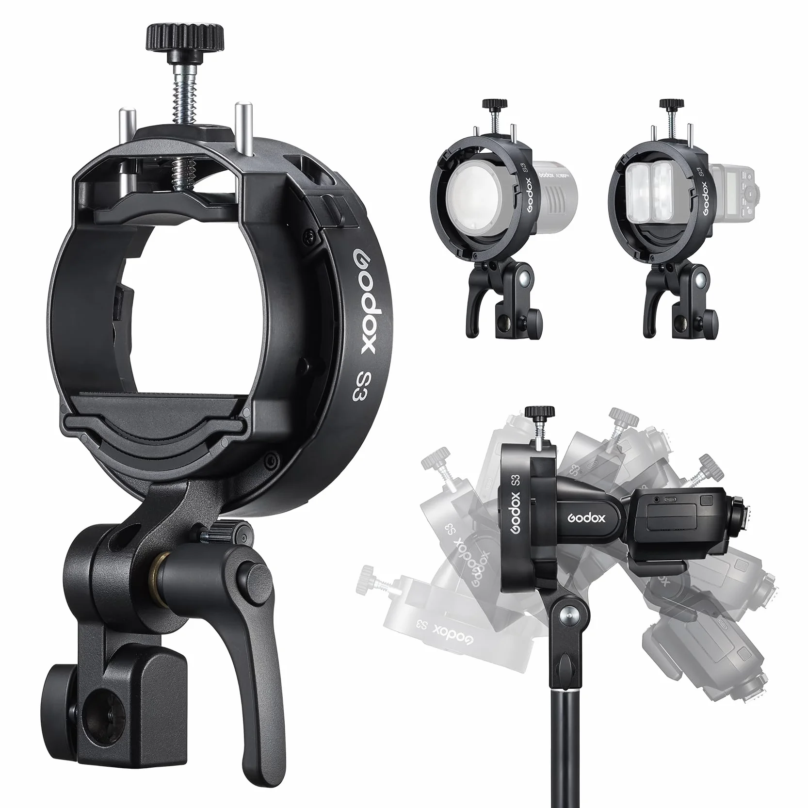 Godox S3 Soporte para Flash Bowen Mount S-Type para GODOX V1PRO V100 V860III TT350 AD100 AD200 AD200Pro AD300 Speedlite Flash