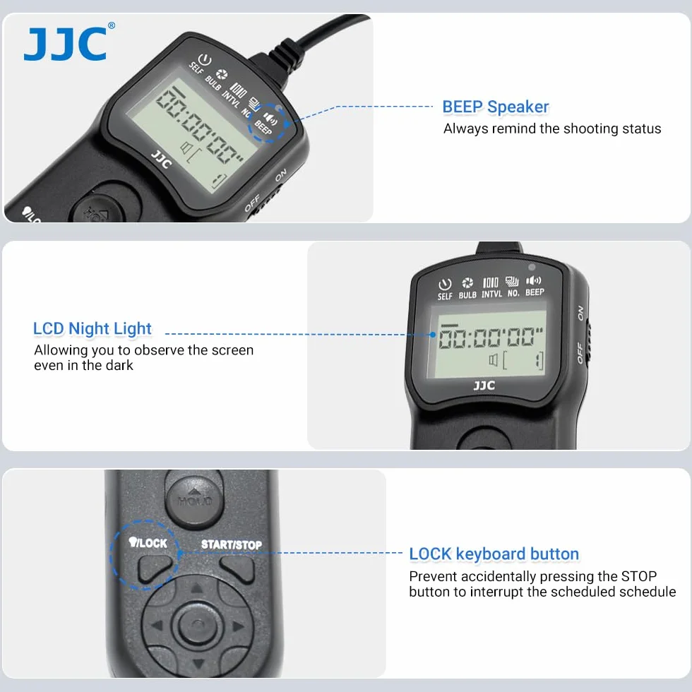 JJC Temporizador Mando Distancia Disparo Obturador con Abrazadera Soporte Trípode para Canon R50V R100 R6 R6II R7 R8 R RP R10 800D 750D 700D 650D 200D 100D 1200D 1100D 80D G1X G3X Reemplazo RS-60E3