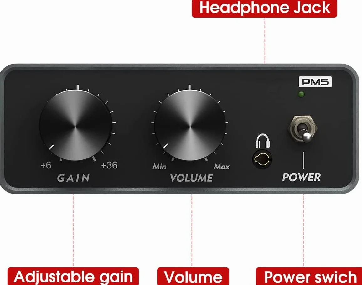Phono Preamplificador Profesional para Tocadiscos de Vinilo, Estéreo con Entrada/Salida RCA, Salida de Auriculares