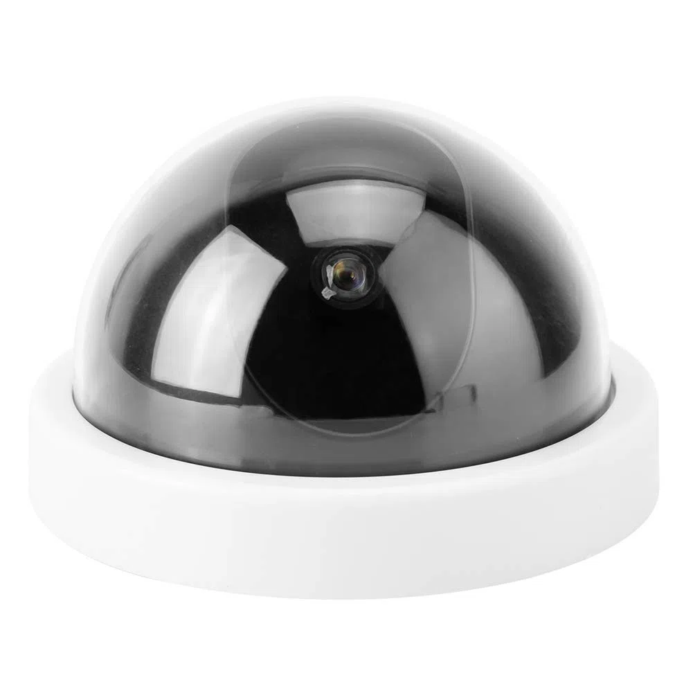 Dioche Cámara de Seguridad Falsa simulada de simulación de de 4 Piezas, cámara de vigilancia CCTV antirrobo con luz LED Intermitente(Blanco)